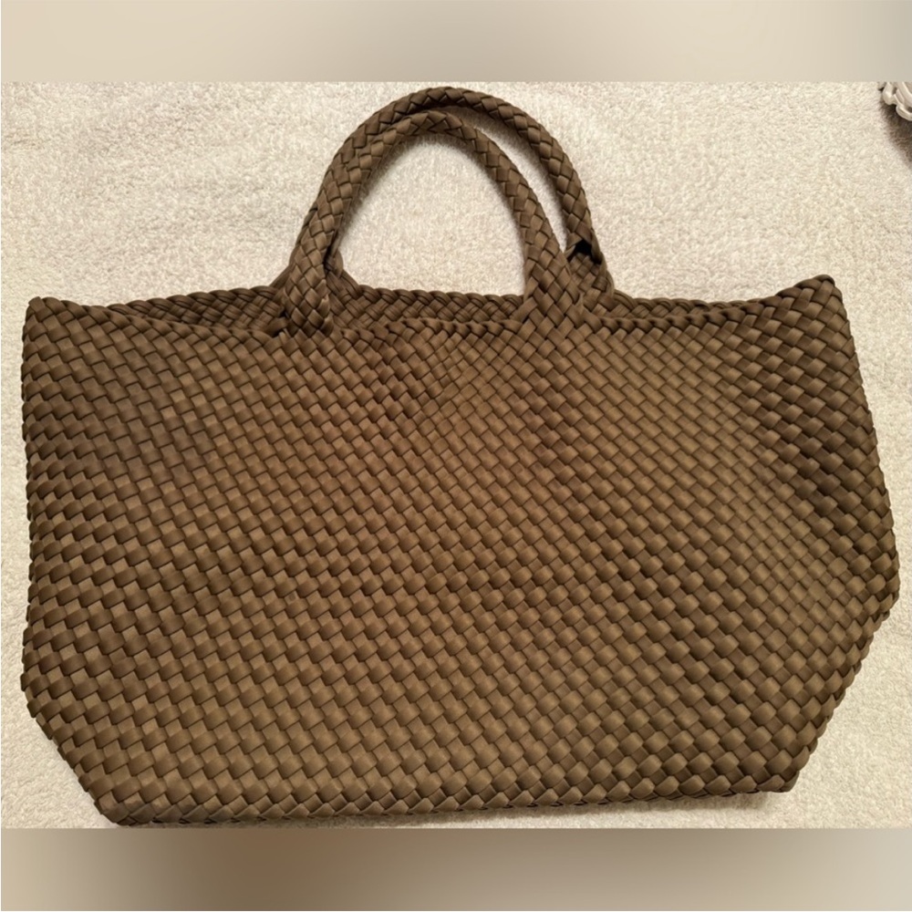 Naghedi Brown Woven Tote Bag